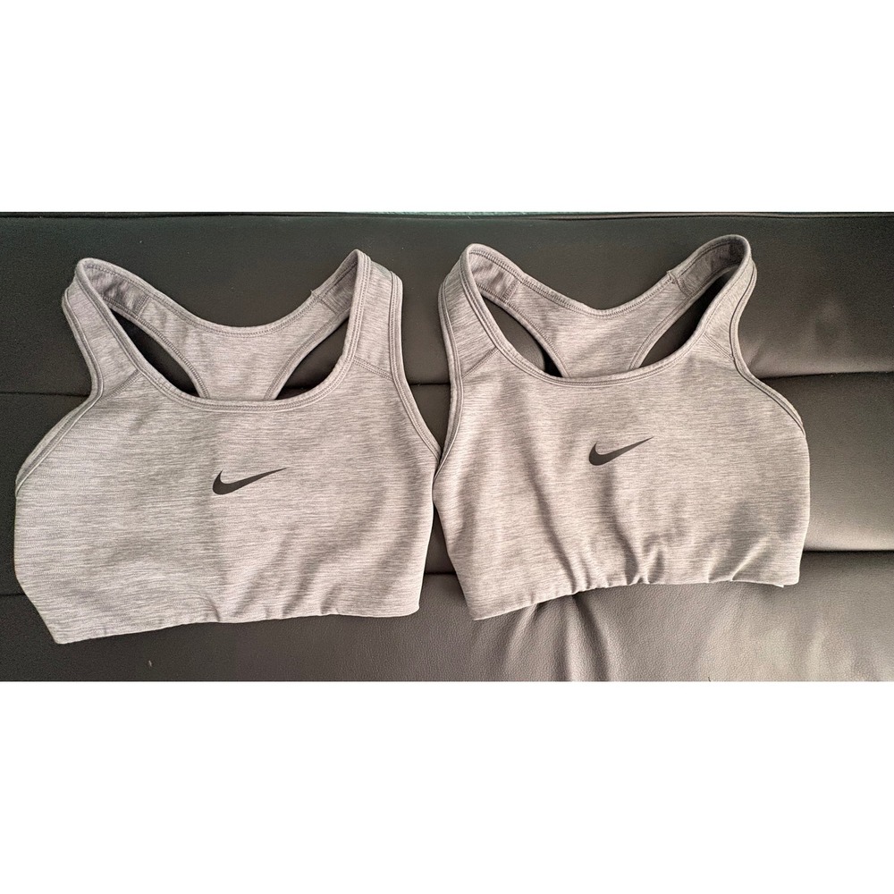 Nike Sports Bra Women Grey Racerback Dri-FIT size small - set of 2